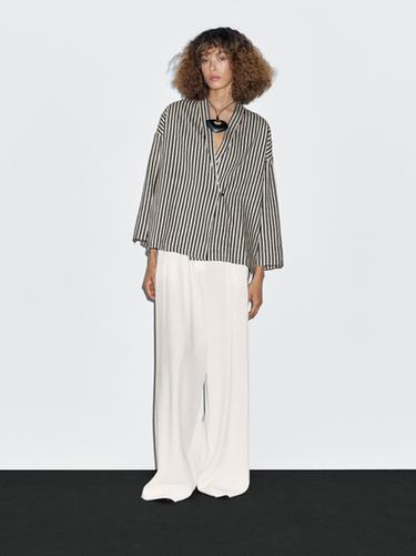 Zara Striped cotton blend kimono - Navy blue - Image 0