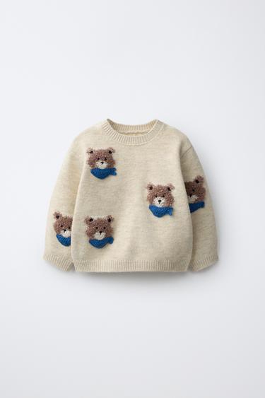 JERSEY PUNTO BORDADO OSOS - Beige claro de Zara - Imagen 0