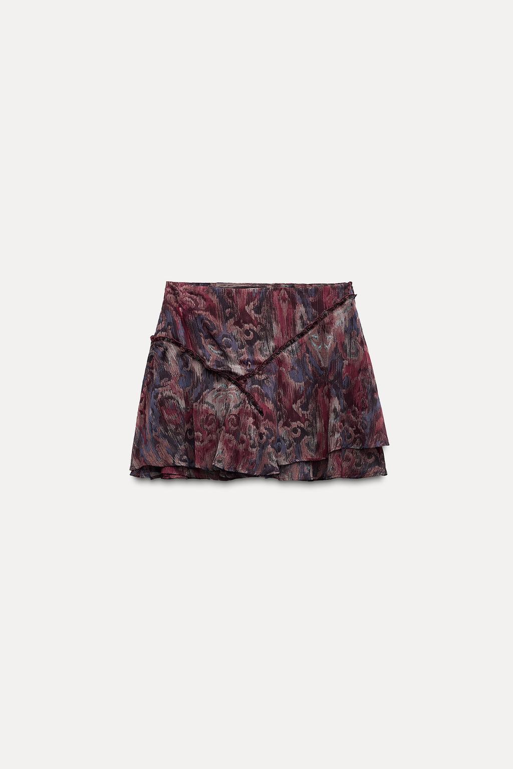 METALLIC THREAD PRINT MINI SKIRT