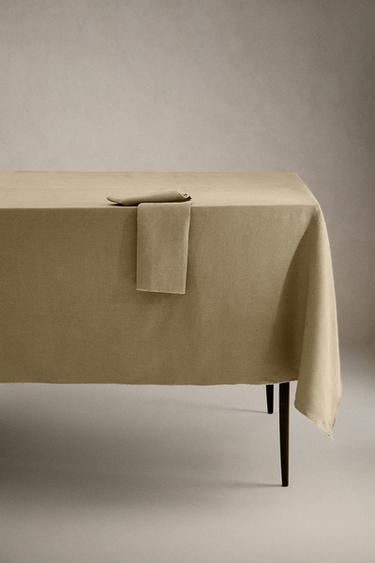 RECTANGULAR WASHED LINEN TABLECLOTH - Brown / Taupe by Zara - Image 0