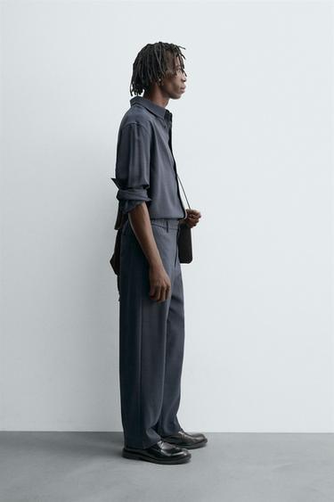 PANTALON FLUIDE COUPE DÉCONTRACTÉE - Bleu marine de Zara - Image 3