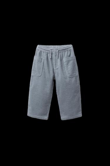 Zara CORDUROY PANTS WITH POCKETS - Light blue - Image 0