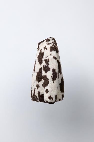 COW PRINT FAUX SHEARLING JACKET - Brown by Zara - Image 2