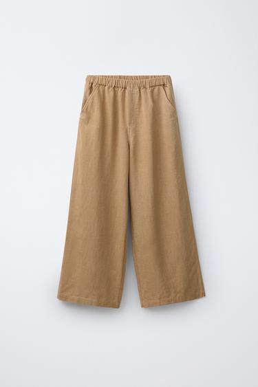 PANTALÓN WIDE LEG FLUIDO - Tostado de Zara - Imagen 0