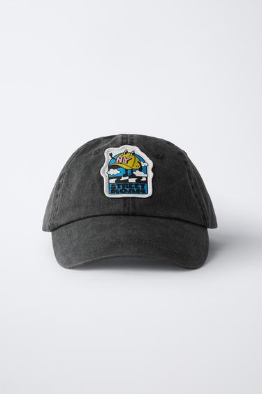 WASHED-EFFECT CAP WITH PATCH - Black by Zara