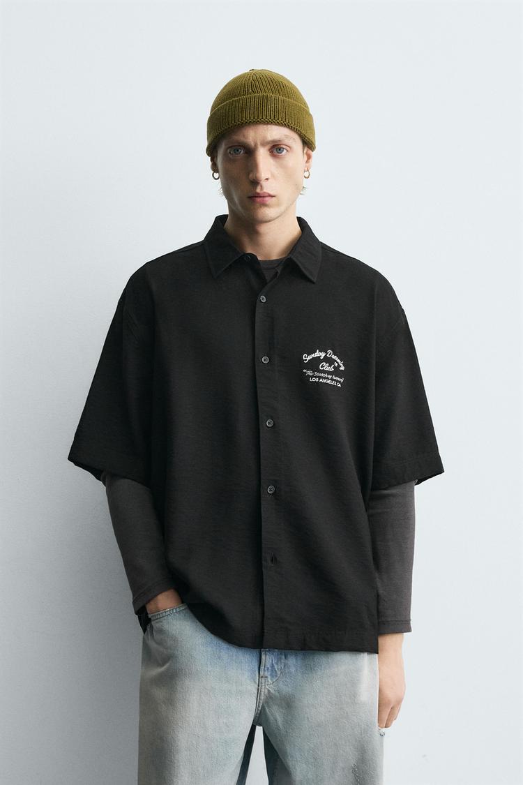 ZARA EMBROIDERED FLOWING SHIRT