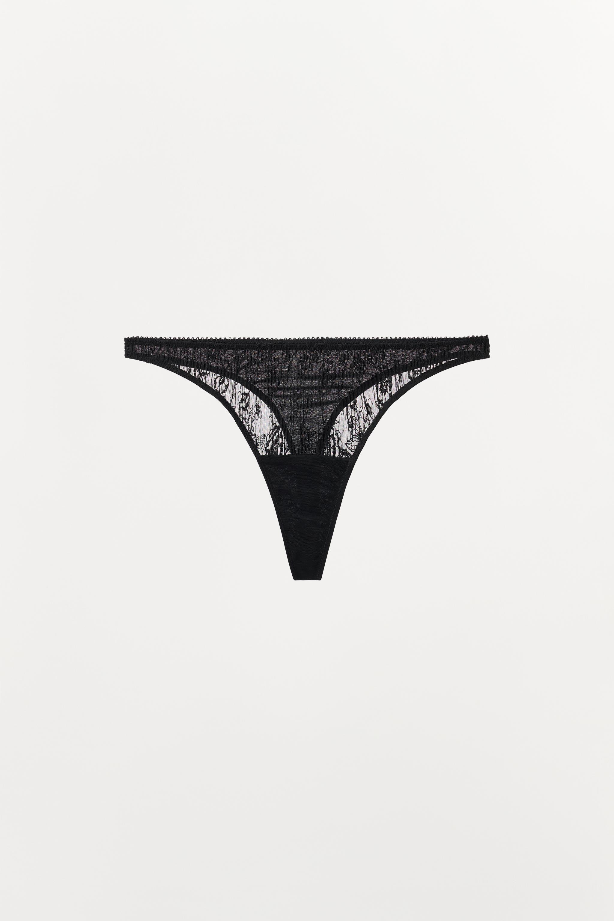 EMBROIDERED FLORAL LACE THONG