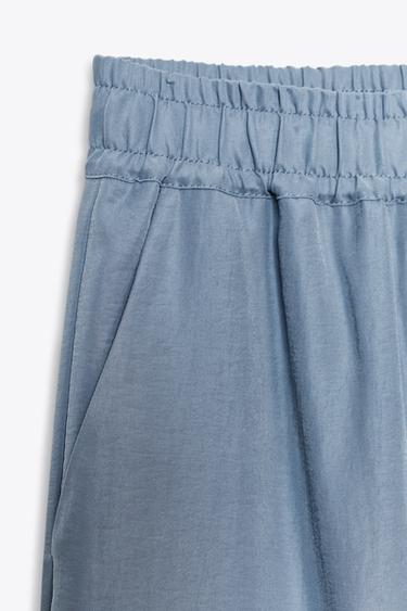 SOFT-TOUCH WIDE-LEG TROUSERS - Blue / Grey by Zara - Image 6