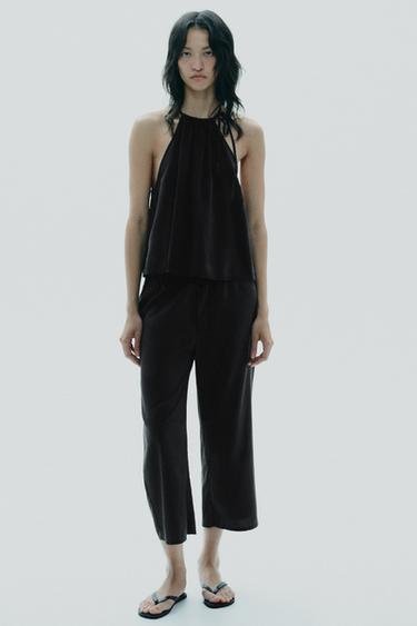 TOP HALTER FLUIDO - Negro de Zara