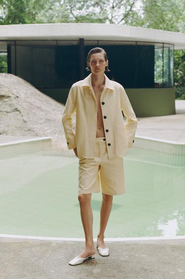 VESTE EN COTON ZW COLLECTION - Jaune clair de Zara - Image 2