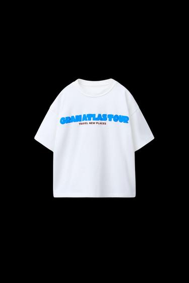 CAMISETA TEXTO RELIEVE - Blanco roto de Zara - Imagen 0