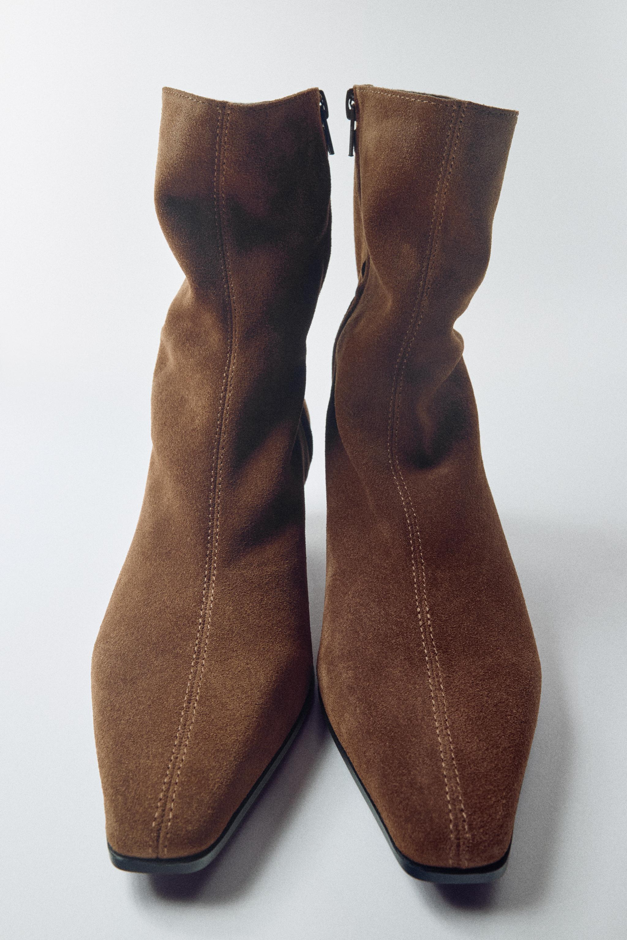 SUEDE KITTEN HEEL ANKLE BOOTS