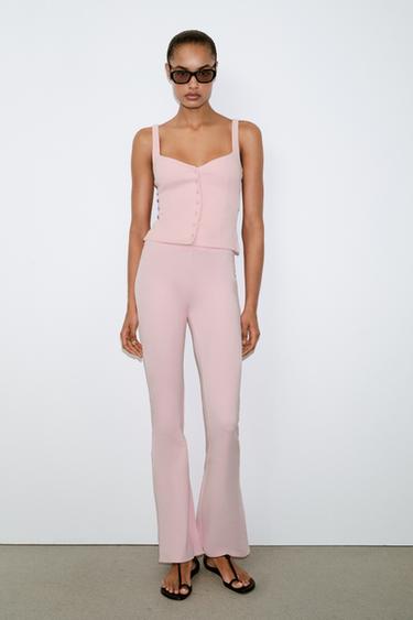 SWEETHEART NECKLINE TOP WITH BUTTONS - Pink by Zara