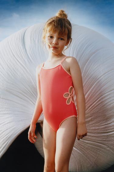 AGES 6-14/ STRUCTURED CUT-OUT SWIMSUIT - Coral by Zara