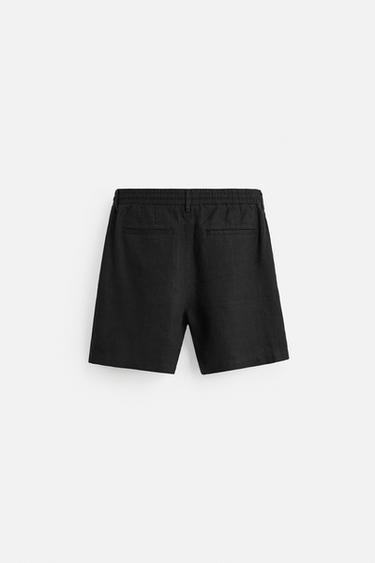 SHORT 100 % LIN - Noir de Zara - Image 7