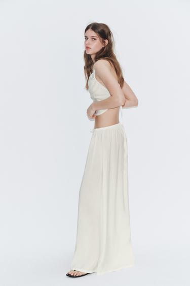 PALAZZO TROUSERS WITH DRAWSTRINGS - White by Zara - Image 2