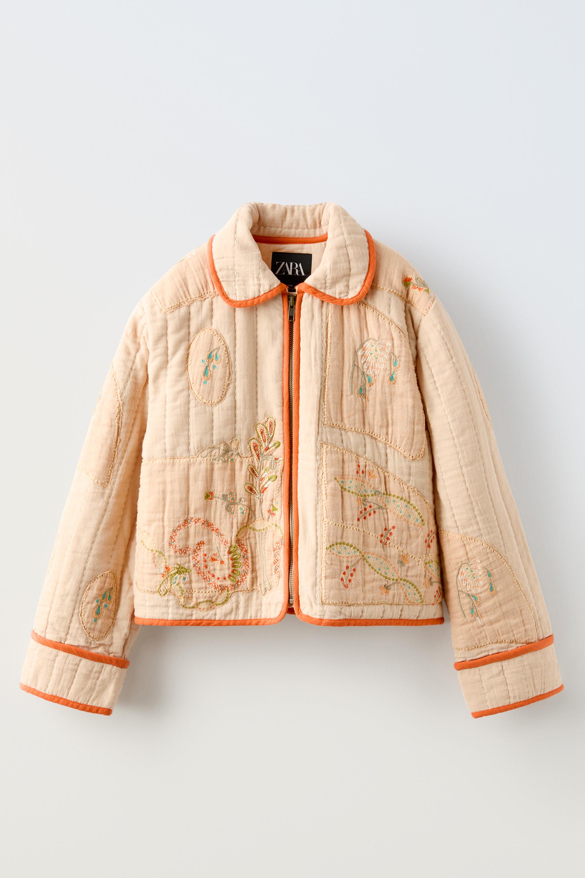 EMBROIDERED PATCHWORK JACKET Orange ZARA Canada