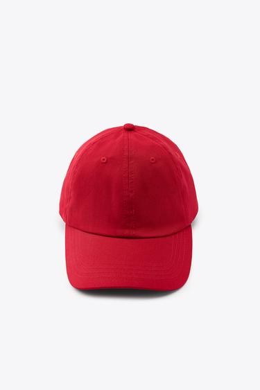 Zara PLAIN TWILL CAP - Red - Image 0