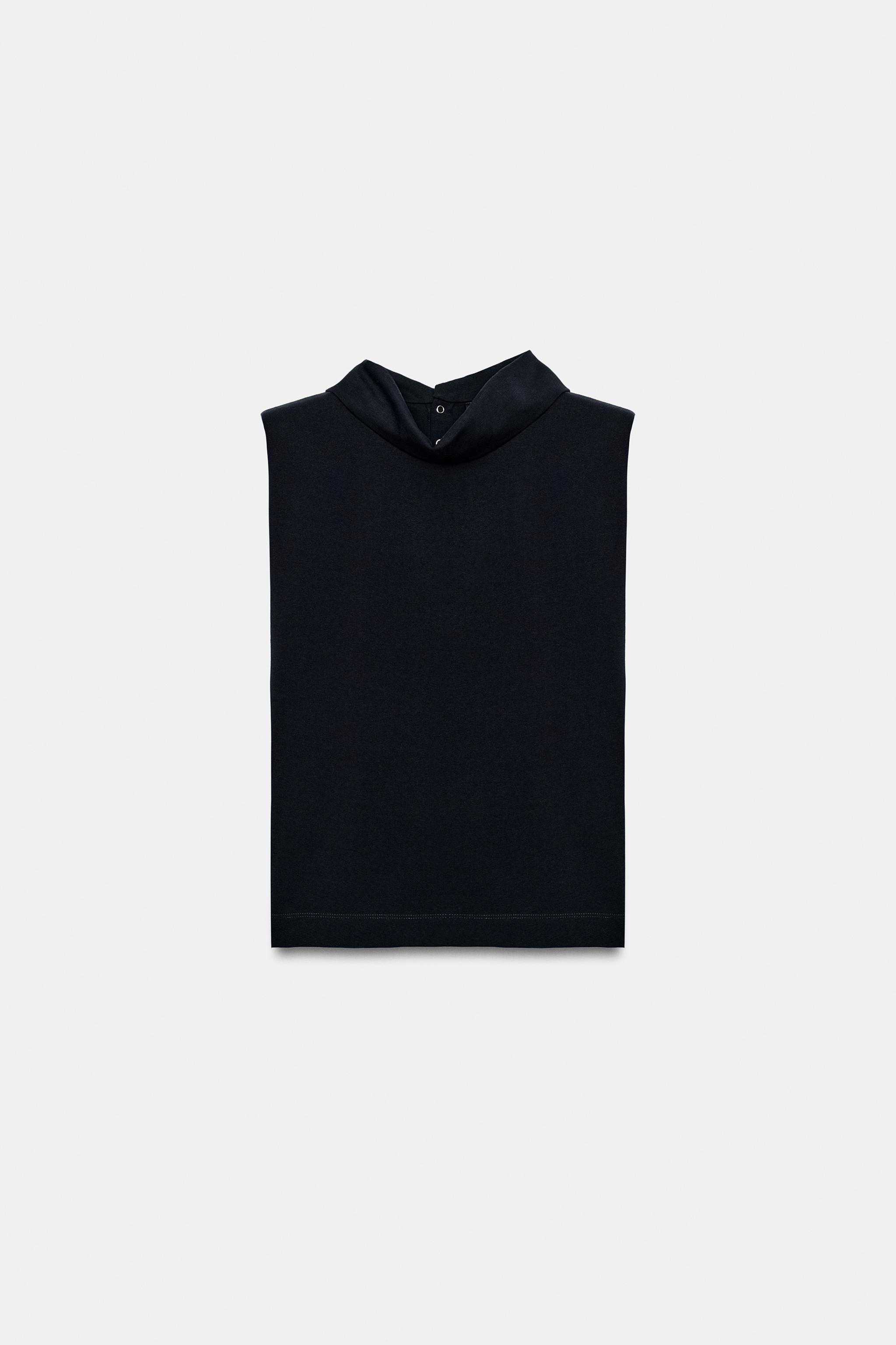 Женские топы Zara Mock Neck Top With Shoulder Pads — фото 2
