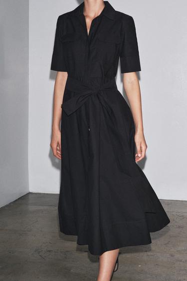 ZW COLLECTION POPLIN MIDI DRESS - Black by Zara - Image 3