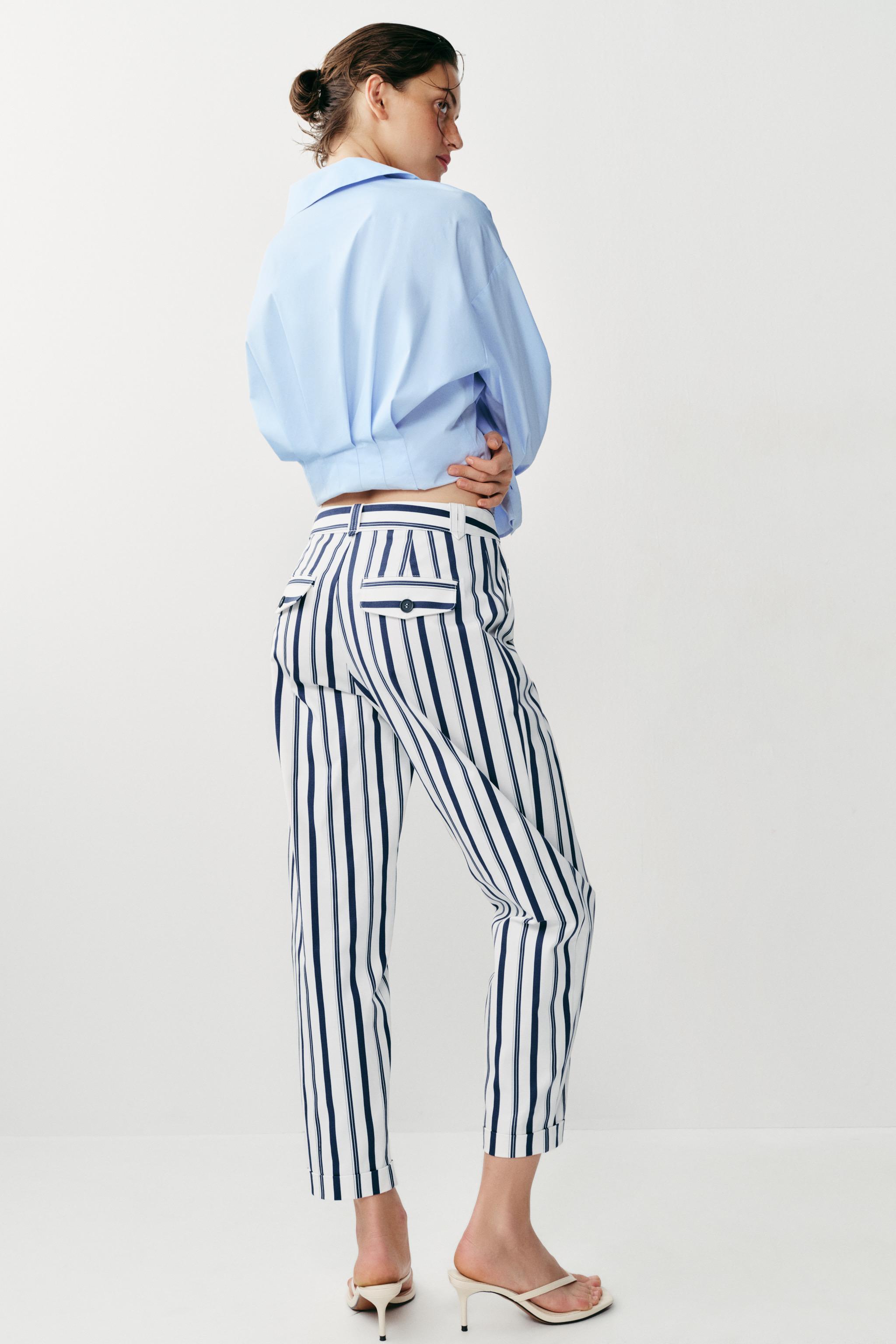 Женские брюки Zara STRIPED CHINO PANTS — фото 4