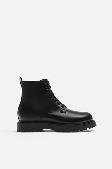 Zara CHUNKY LACE-UP BOOTS - Black