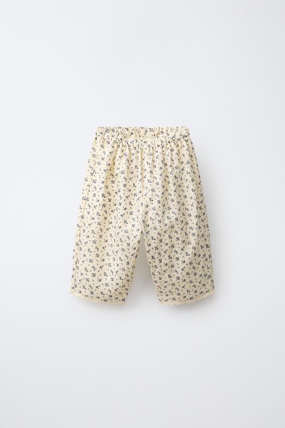 FLORAL BAGGY TROUSERS - Ecru by Zara - Image 0