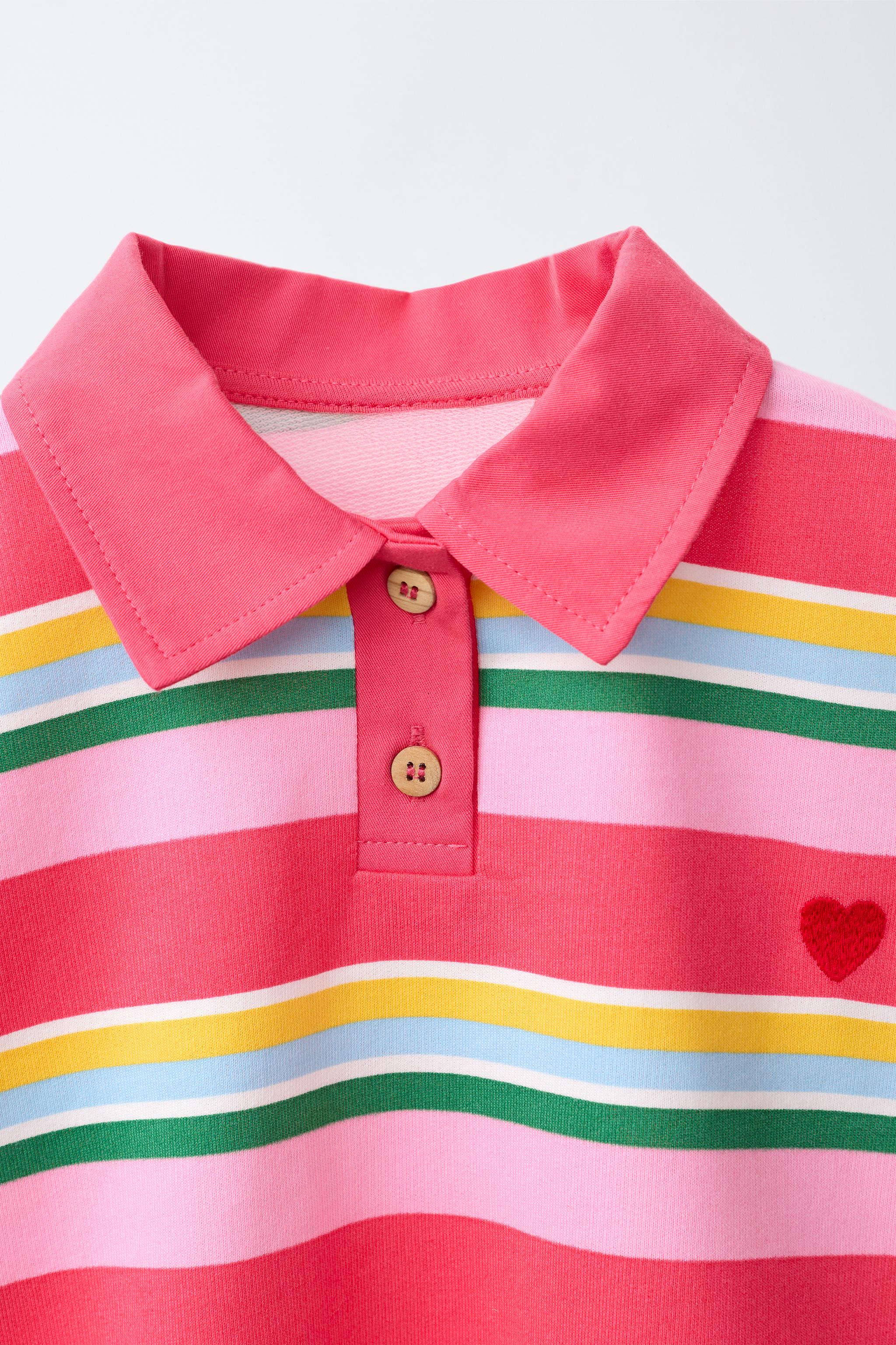 Детские рубашки Zara STRIPED POLO SHIRT WITH CONTRAST COLLAR — фото 4