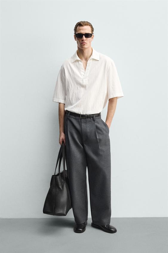 TEXTURED STRIPED POLO SHIRT