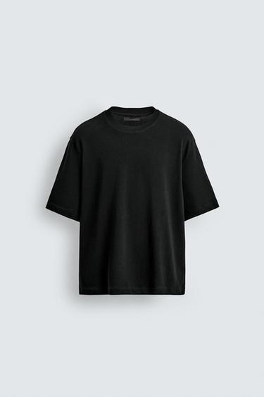 CAMISETA DE MALHA BOXY FIT - Preto da Zara