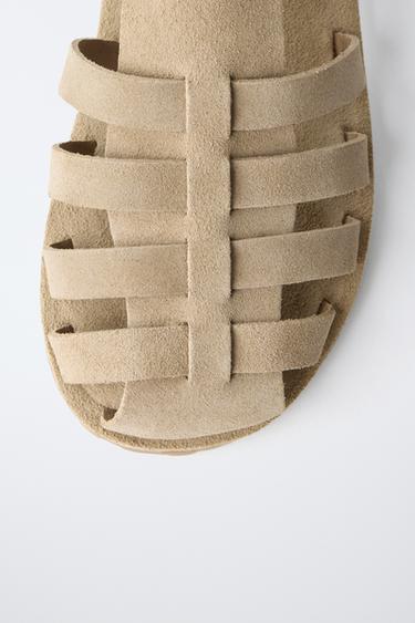 SANDALES STYLE PLAGE EN CUIR - Marron sable de Zara - Image 5