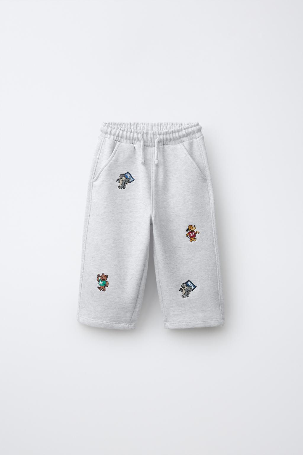 EMBROIDERED ANIMAL PLUSH JOGGING TROUSERS