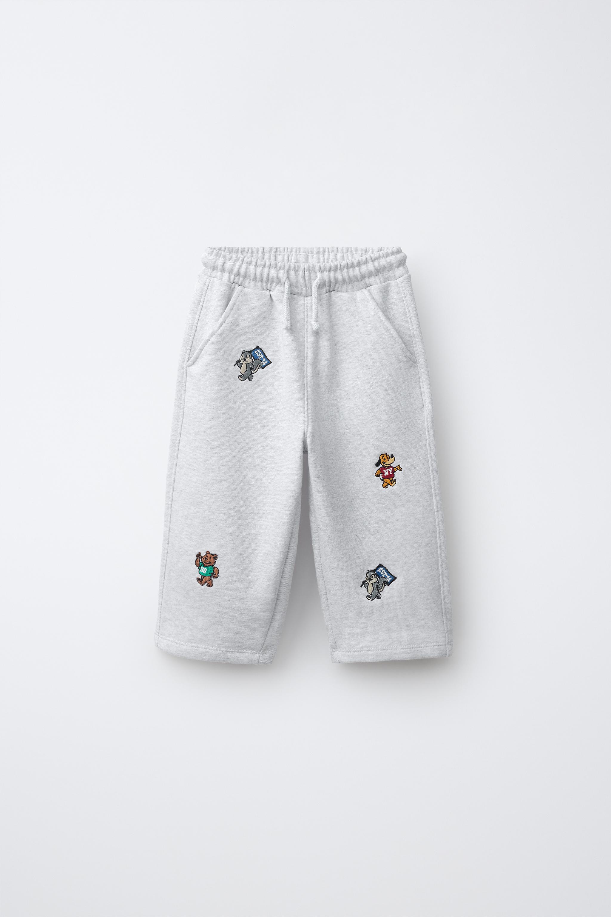PANTALON DE JOGGING EN MOLLETON ANIMAUX BRODÉS