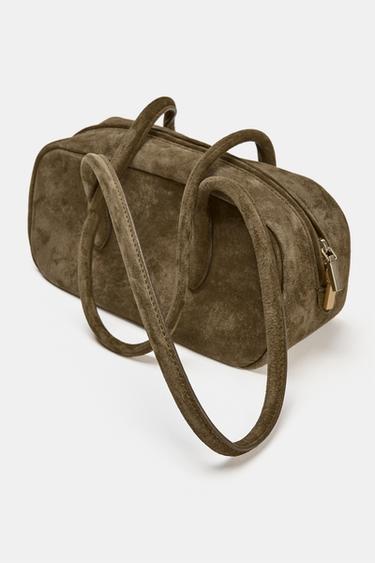 LEATHER SHOULDER BAG - Green by Zara - Image 3