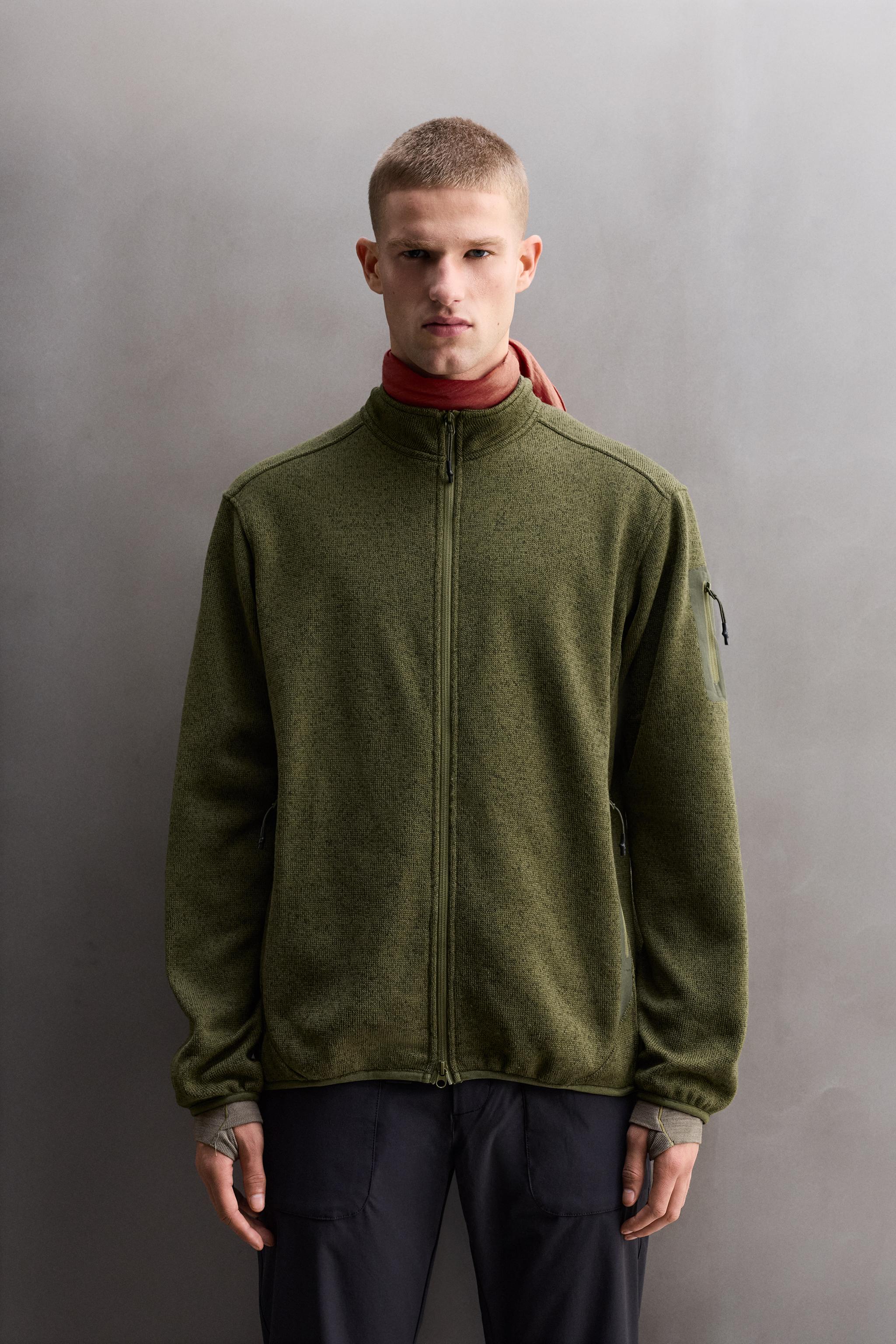 COMBINATION FLEECE CARDIGAN - Green | ZARA United States