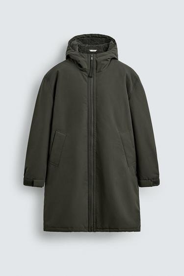 СТЕГАНАЯ КУРТКА С КОМБИНИРОВАННОЙ ОТДЕЛКОЙ — ХАКИ от Zara