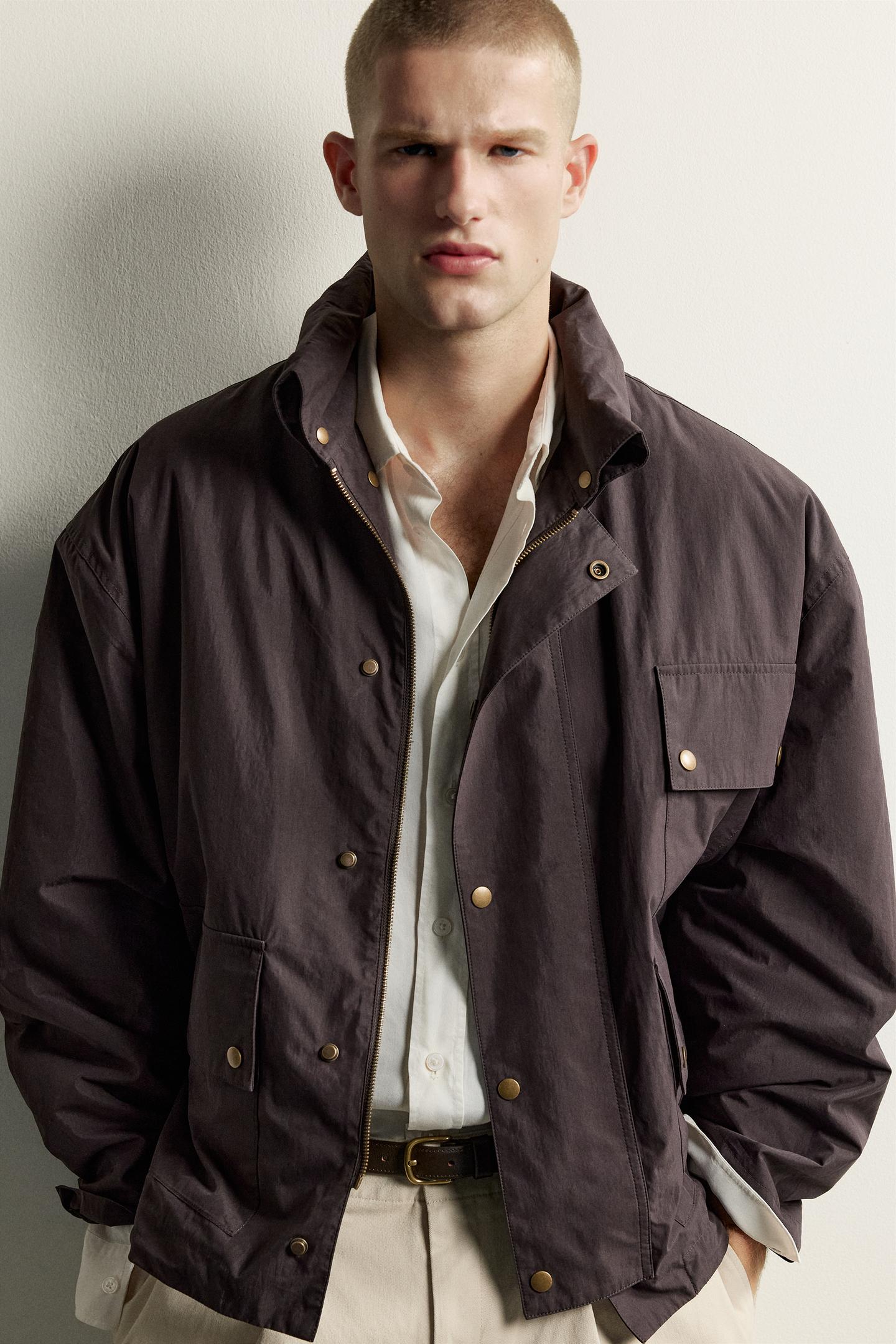 Мужская куртка Zara Padded Parka with Pockets, цвет: Бордовый — фото 6