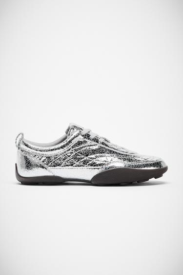 Zara METALLIC EFFECT RUNNING SHOES - Silver