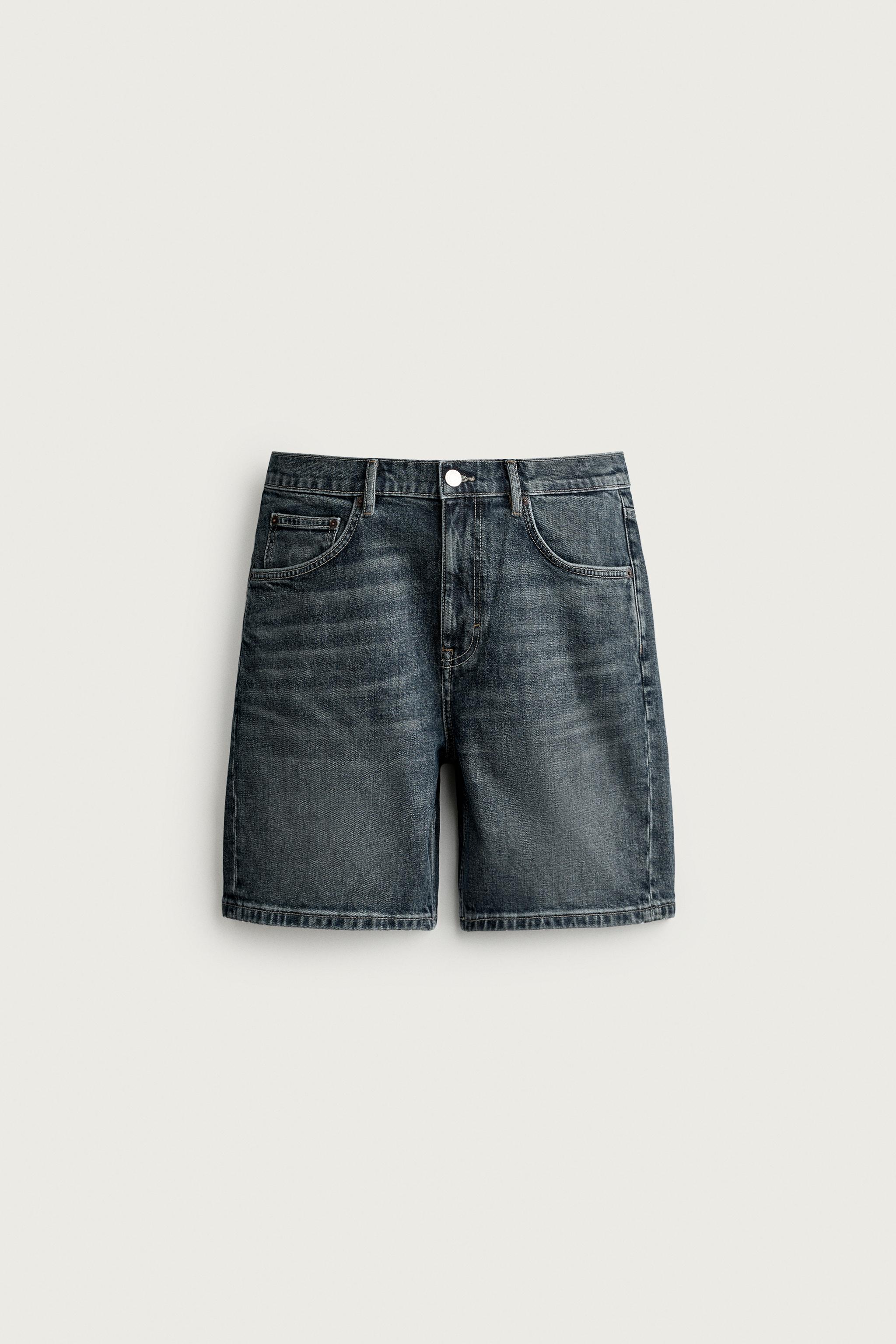Мужские шорты Zara REGULAR FIT DENIM SHORTS — фото 7