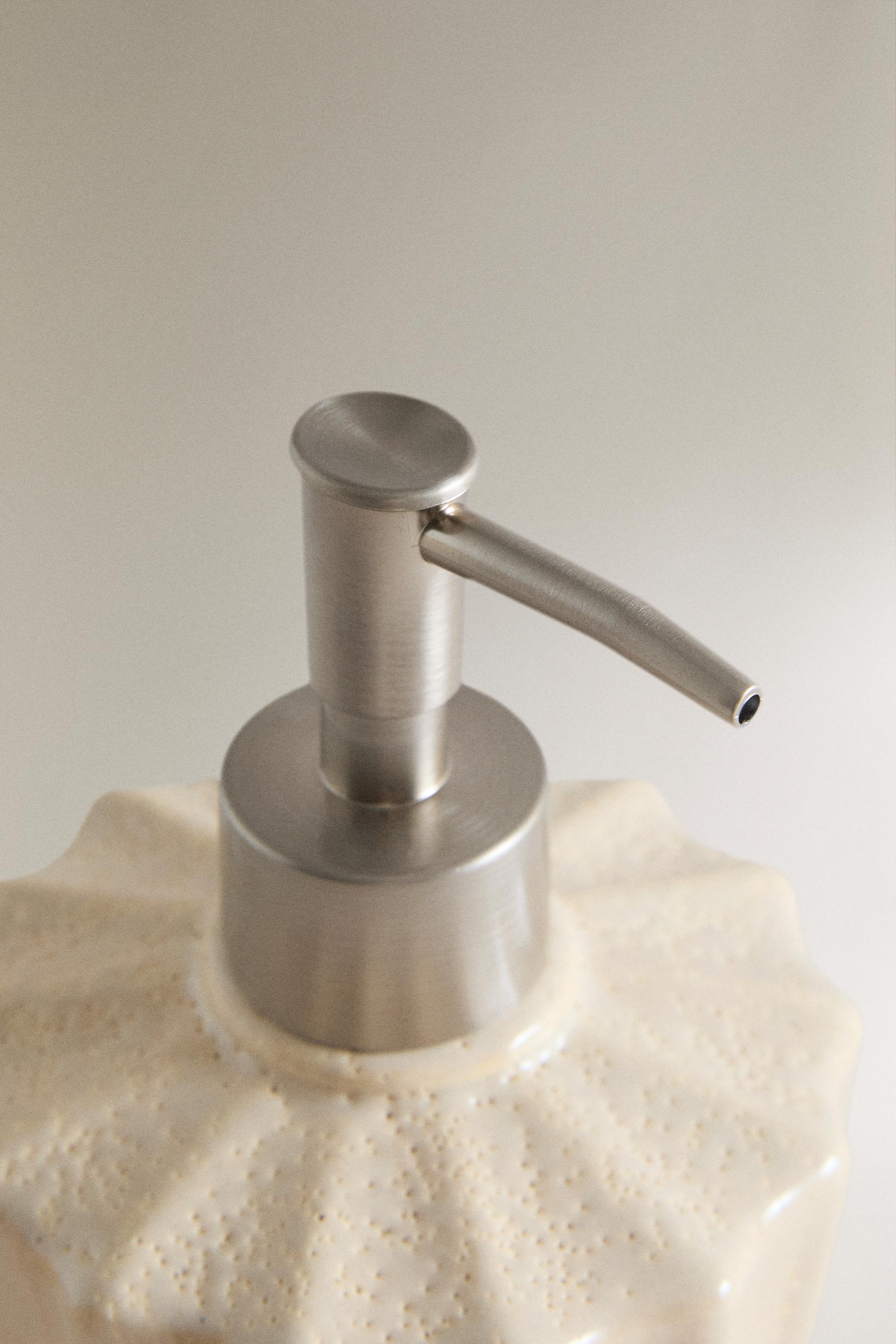RUSTIC CERAMIC BATHROOM SOAP DISPENSER — Beige