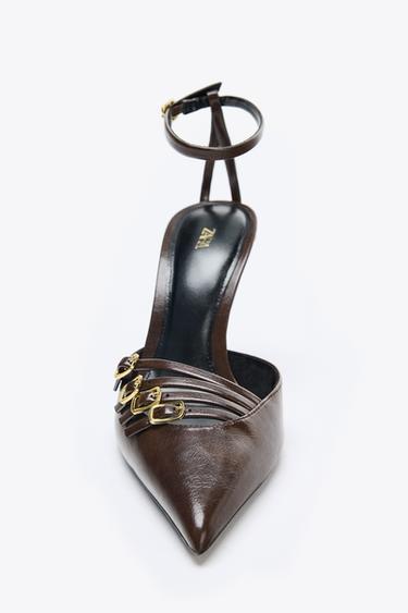 BUCKLED HIGH-HEEL SHOES - Brown by Zara - Image 3