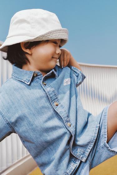 Zara 綴標籤牛仔襯衫 - 淡藍色