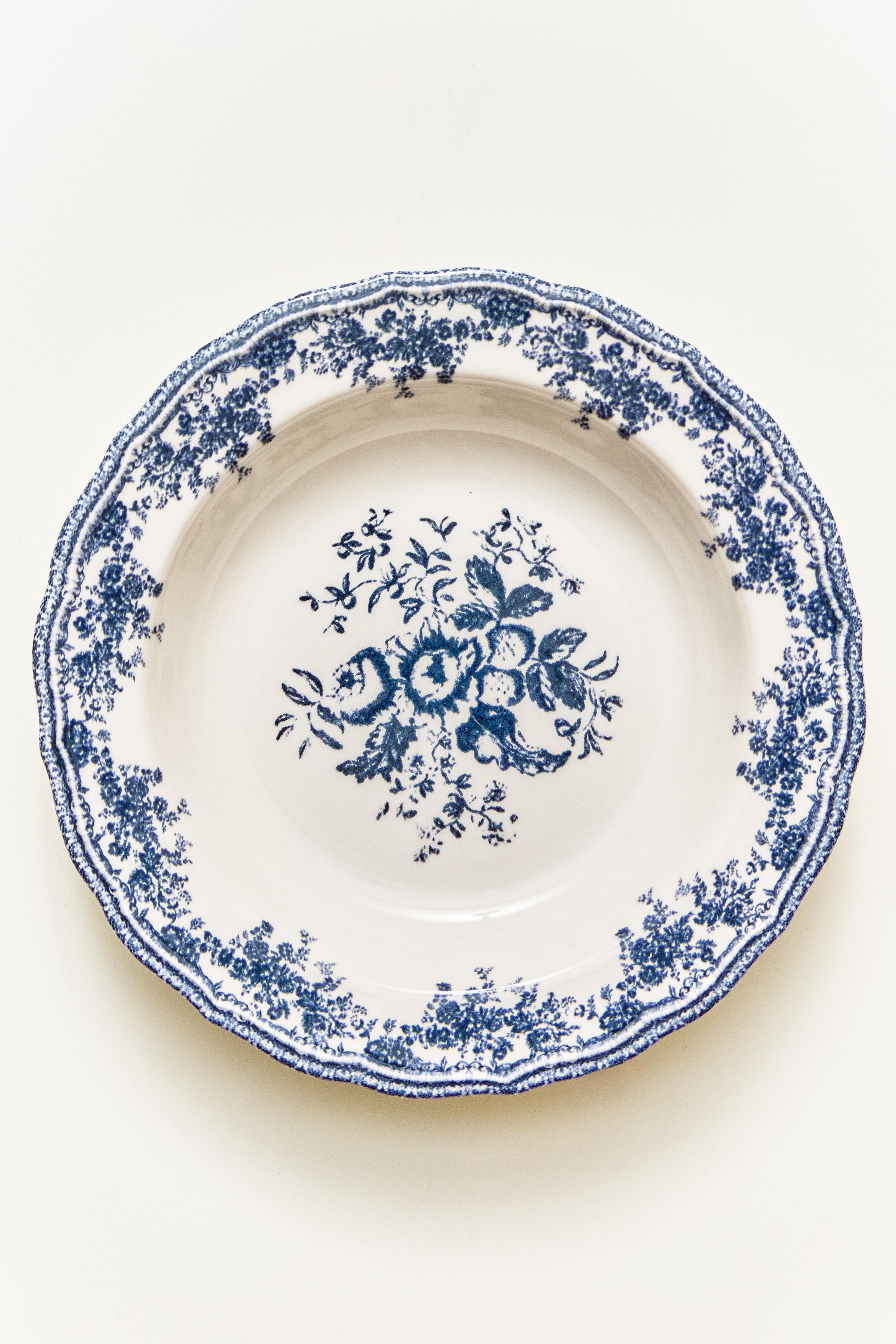 FLORAL EARTHENWARE SOUP PLATE - Blue | ZARA United States