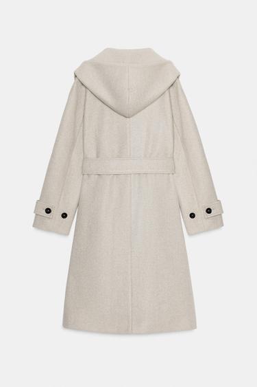 SOFT HOODED COAT - Beige by Zara - Image 7
