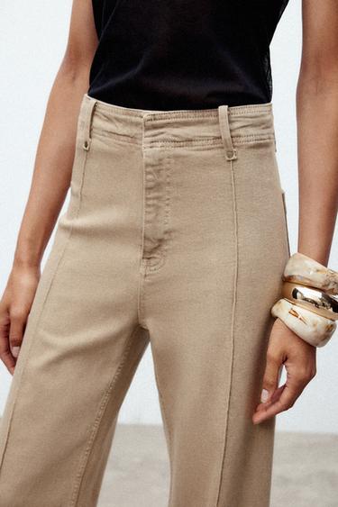 ZW COLLECTION WIDE-LEG HIGH-WAIST JEANS - SAND/BROWN by Zara - Image 2
