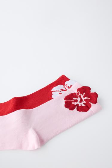 LOT DE DEUX CHAUSSETTES MI-Hautes HIBISCUS - Multicolore de Zara - Image 1