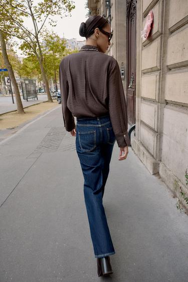 CHEMISE LISERÉS STRUCTURÉE - Marron de Zara - Image 3