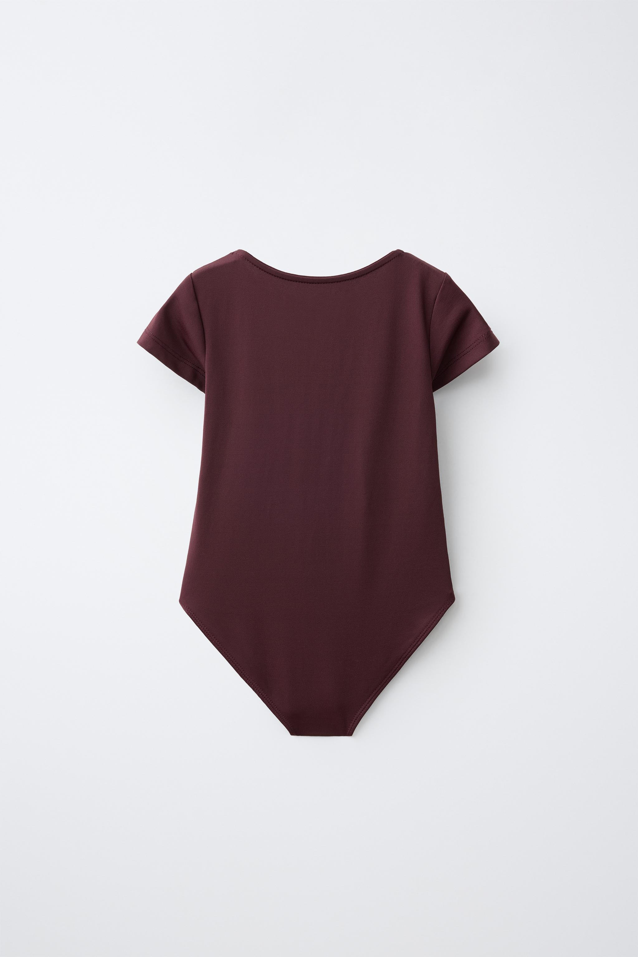 SHORT-SLEEVE POLYAMIDE BODYSUIT — Brown (alternate view)
