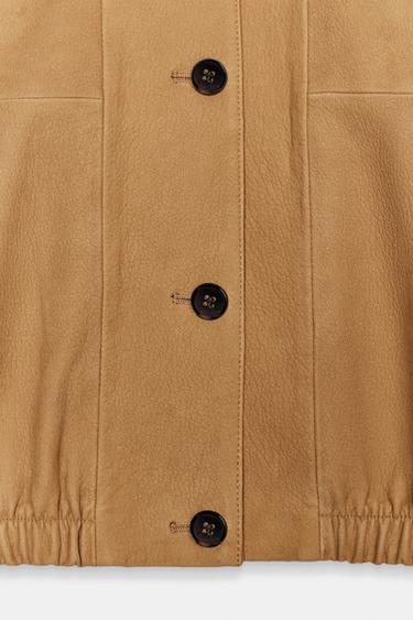 LEATHER BOMBER JACKET ZW COLLECTION LIMITED EDITION - Mid-camel by Zara - Image 3