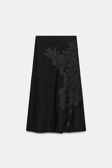 JUPE LONGUE BRODÉE ZW COLLECTION - Noir de Zara - Image 6